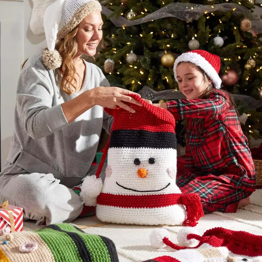 Snowman Crochet Sack