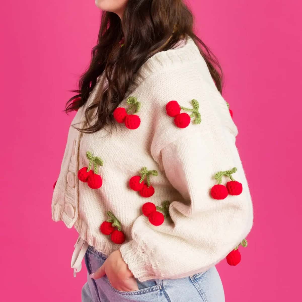 3D Cherry Coat Appliques