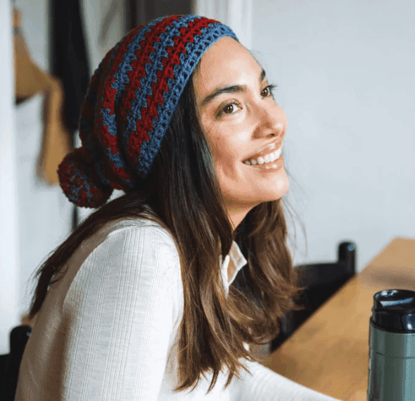 Striped V-Stitch Beanie