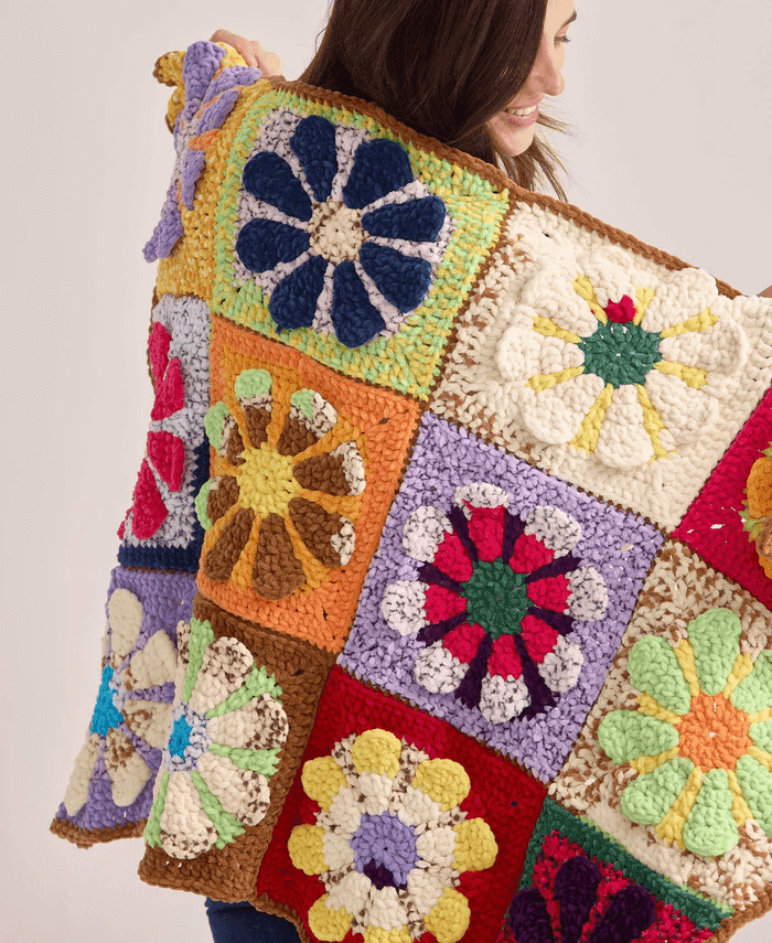 Flower Granny Square Blanket thumb 1