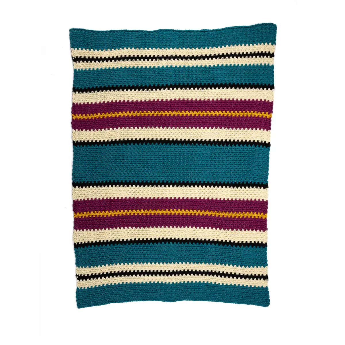 Moss Stitch Striped Blanket thumb 2