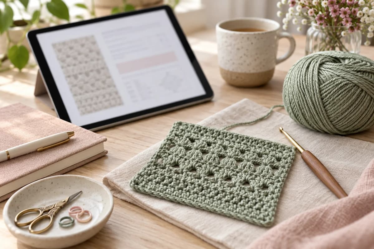 Crochet PDF pattern workspace