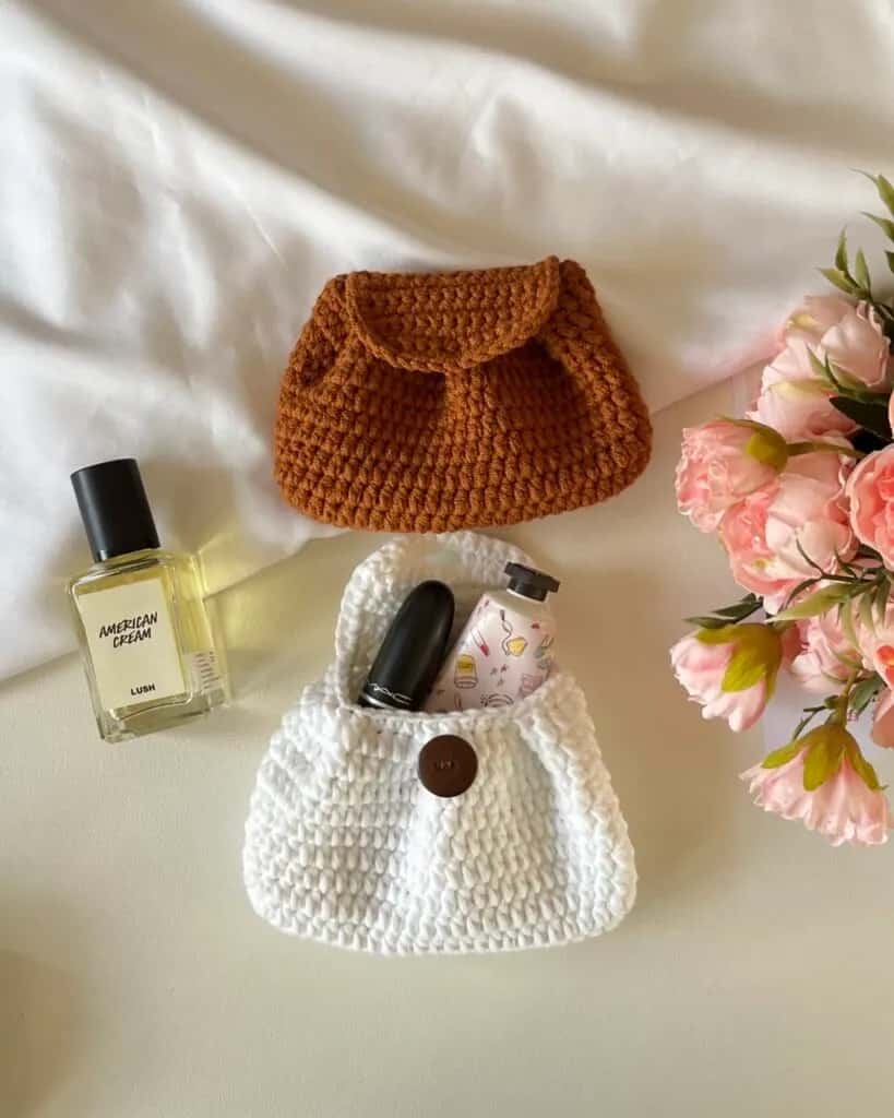Little Croissant Crochet Pouches