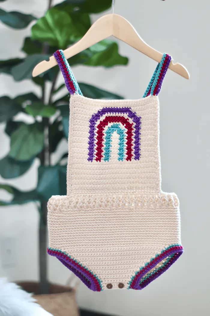 Baby Rainbow Boho Romper in Crochet