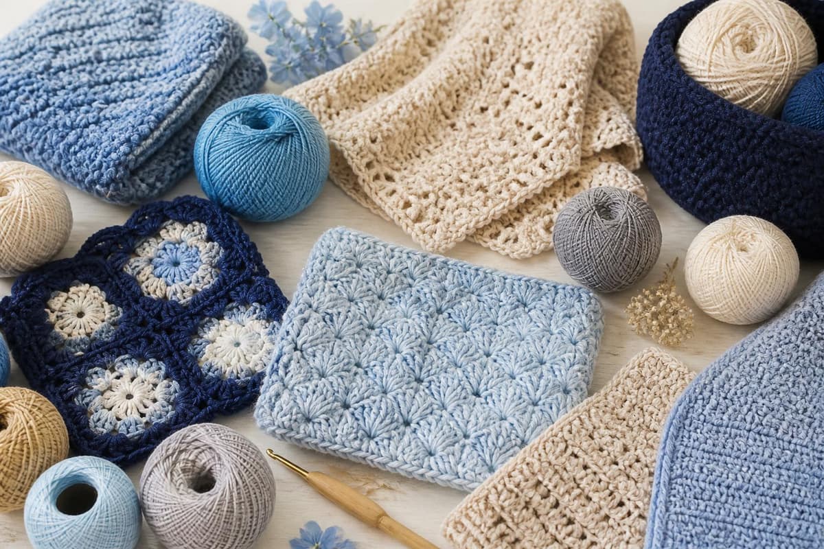 Variedades de hilo para crochet.