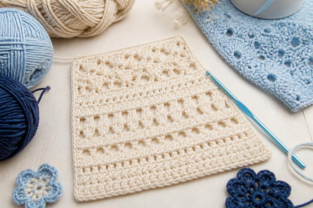 Ejemplo de un patrón de crochet con simbología.