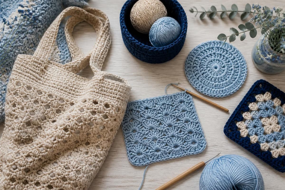 Ilustración de diferentes tipos de crochet y sus aplicaciones