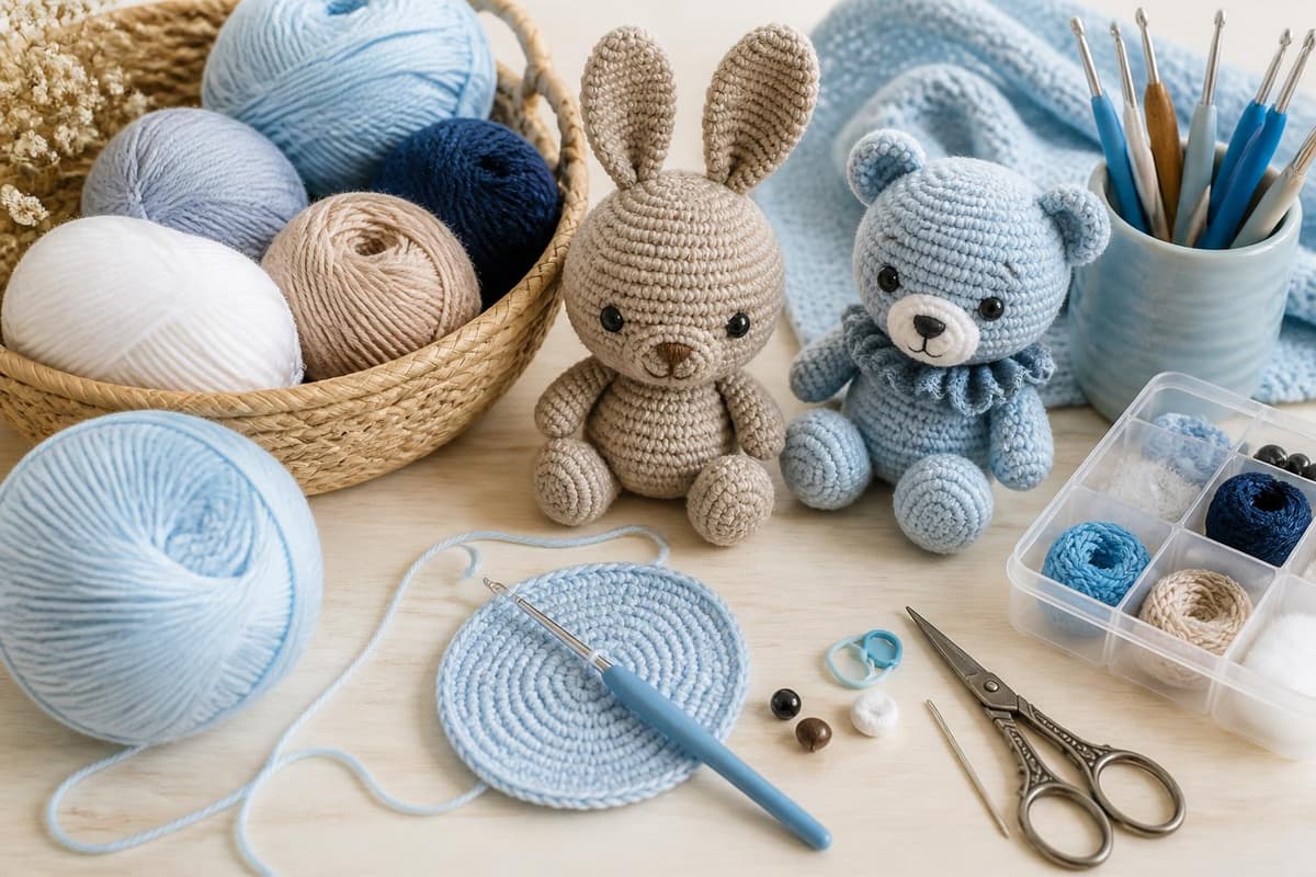 Hilo, ganchillo y relleno para amigurumis